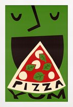 JUNIQE - Poster in houten lijst Yum Pizza -40x60 /Groen