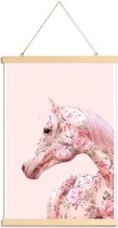 JUNIQE - Posterhanger Floral Horse -20x30 /Roze