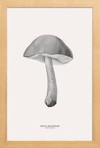 JUNIQE - Poster in houten lijst Bolete Mushroom -40x60 /Grijs & Ivoor