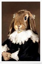 JUNIQE - Poster Miss Bunny – Aristocratisch Konijn -30x45 /Bruin