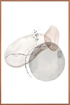 JUNIQE - Poster met kunststof lijst Oil On Pebbles -20x30 /Grijs &