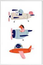 JUNIQE - Poster in kunststof lijst Aeroplane Race II -40x60 /Kleurrijk