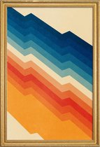 JUNIQE - Poster met houten lijst Barricade -30x45 /Blauw & Ivoor