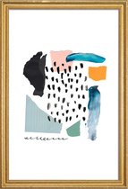 JUNIQE - Poster met houten lijst Windowpane -13x18 /Turkoois & Wit
