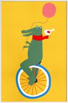 JUNIQE - Poster met kunststof lijst Unicycle Croc -13x18 /Kleurrijk