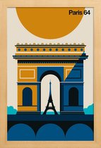 JUNIQE - Poster met houten lijst Paris 64 -13x18 /Geel & Ivoor