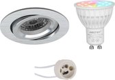 Mi-Light MiBoxer - LED Spot Set GU10 - Smart LED - Wifi LED - Slimme LED - 4W - RGB+CCT - Aanpasbare Kleur - Dimbaar - Pragmi Aerony Pro - Inbouw Rond - Mat Zilver - Kantelbaar - Ø82mm - BES 