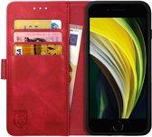 Rosso Element Book Case Wallet Hoesje Geschikt voor Apple iPhone SE (2020 / 2022) | Portemonnee | 3 Pasjes | Magneetsluiting | Stand Functie | Rood
