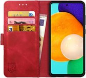 Rosso Element Book Case Wallet Hoesje Geschikt voor Samsung Galaxy A52 / A52S | Portemonnee | 3 Pasjes | Magneetsluiting | Stand Functie | Rood