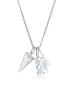 Elli Dames Halsketting Dames hanger rechthoek bliksemschicht pijl met zirkonia kristallen in 925 Sterling Zilver