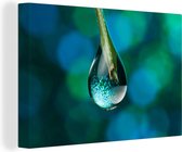 Toile Peinture Water - Goutte - Blauw - 120x80 cm - Décoration murale