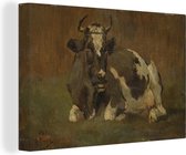 Canvas Schilderij Liggende koe - Schilderij van Anton Mauve - 90x60 cm - Wanddecoratie