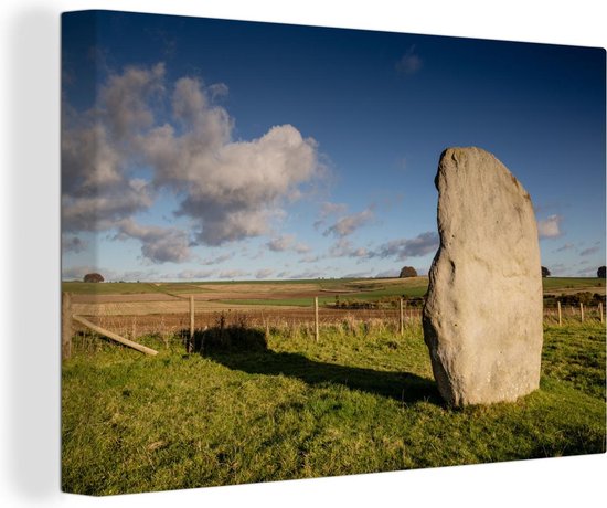 Canvas Schilderij Het platteland bij het Europese Avebury - 30x20 cm - Wanddecoratie