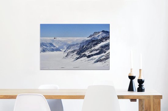 Le glacier enneigé d'Aletsch vu des airs en Suisse Toile 60x40 cm - Tirage photo sur toile (Décoration murale salon / chambre)