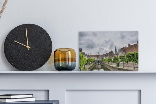 Canal aux arbres verts en Amersfoort Toile 30x20 cm - petit - Tirage photo sur Toile (Décoration murale salon / chambre) / Villes européennes Peintures sur toile