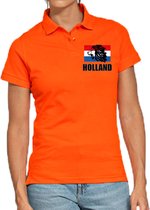 Oranje fan poloshirt voor dames - met leeuw en vlag op borstkas - Holland / Nederland supporter - EK/ WK shirt / outfit S