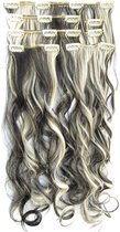 Clip in hair extensions 7 set wavy zwart / blond - P1B/613