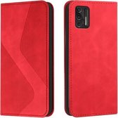 Voor Motorola Moto G Stylus 2021 Skin Feel Magnetisch S-type Effen Kleur Horizontale Flip Lederen Case met Houder & Kaartsleuf & Portemonnee (Rood)