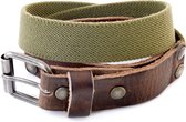 Kidzzbelts Jongenskinderriem ElastischVintage 1813 - Groen/Bruin - 65 cm