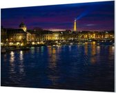 Wandpaneel Parijs en de Seine  | 150 x 100  CM | Zilver frame | Akoestisch (50mm)
