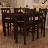 Medina Eettafel met 4 stoelen hout bruin