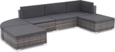 Medina 6-delige Loungeset met kussens poly rattan grijs