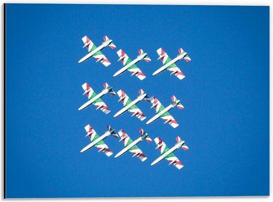 Dibond - Gekleurde Vliegtuigen - 40x30cm Foto op Aluminium (Wanddecoratie van metaal)
