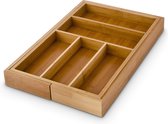 relaxdays Plateau à couverts en bois de bambou - Extensible 30-48 cm - Tiroir à couverts en bois - Tiroir à couverts.