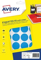Etiket Avery A5 30mm rond - blister 240st blauw