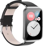 Strap-it Leren smartwatch bandje - geschikt voor Huawei Watch Fit / Huawei Watch Fit New - zwart