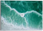 Dibond - Witte Golven in Groene Zee - 40x30cm Foto op Aluminium (Met Ophangsysteem)