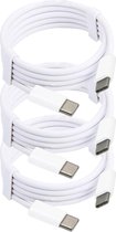 MMOBIEL 3x USB - C vers USB - C Câble de Charge 2 mètres Wit - pour Téléphone / Tablette / Ordinateur Portable