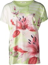 Dames shirt gestreept met bloem groen | Maat L/XL