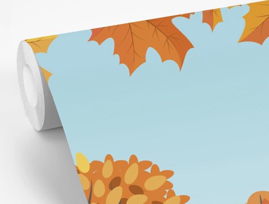 Papier peint photo peint vinyle - Une illustration d'arbres d'automne largeur 300 cm x hauteur 300 cm - Tirage photo sur papier peint (disponible en 7 tailles)