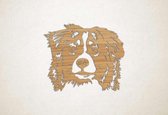 Wanddecoratie - Hond - Australische herder 1 - XS - 25x29cm - Eiken - muurdecoratie - Line Art