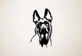 Wanddecoratie - Hond - Mechelse Herder - L - 109x62cm - Zwart - muurdecoratie - Line Art