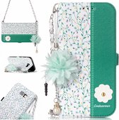 Voor Galaxy A3 (2017) Orchid Flower Pattern Horizontaal Flip Leather Case met houder & kaartsleuven & Pearl Flower Ornament & Chain