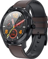 DT98 1.3 inch TFT kleurenscherm lederen horlogeband Smart Watch, ondersteuning oproepherinnering / hartslagmeting / bloeddrukmeting / slaapmonitoring (donkerbruin)