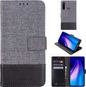 Voor Xiaomi Redmi Note 8 MUMXA MX102 Horizontale flip canvas stiksels lederen tas met houder & kaartsleuven & portemonnee (zwart)