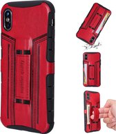 Voor iPhone XR Four-Corner Shockproof Paste Skin TPU beschermhoes met kaartsleuven (rood)