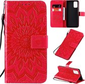 Voor Galaxy S20 + Sun-print Horizontaal Flip-beschermhoesje met houder & kaartsleuven & portemonnee (rood)