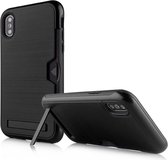 Ultradunne TPU + pc-beschermhoes voor iPhone XS Max, met kaartsleuf en houder (zwart)