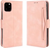 Wallet-stijl Skin Feel Calf Pattern lederen tas voor iPhone 11 Pro, met aparte kaartsleuf (roze)