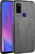 Voor Galaxy M51 Shockproof Crocodile Texture PC + PU Case (zwart)