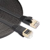 5 m CAT7 10 Gigabit Ethernet ultraplatte patchkabel voor modem / router LAN-netwerk - gebouwd met afgeschermde RJ45-connectoren (zwart)