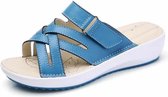 Cross Striped Fashion Cute Slippers Sandalen voor dames (Kleur: Blauw Maat: 39)