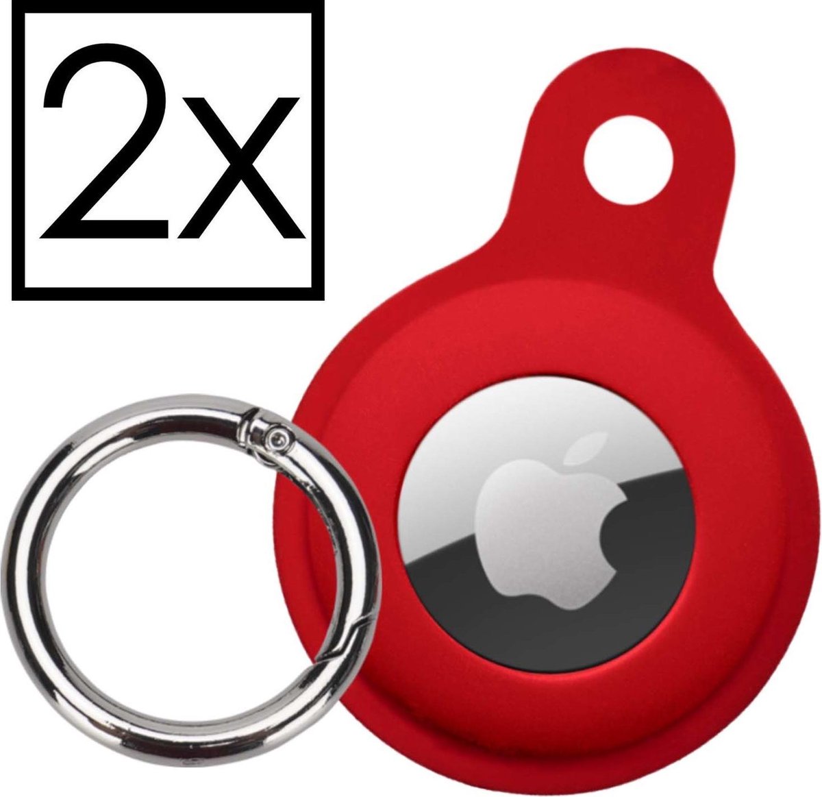 Hoesje Geschikt voor Apple AirTag-Sleutelhanger Houder Siliconen Hoes - Hoes Geschikt voor Apple AirTag Hoesje - Donkerrood - 2 PACK