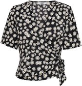 Only ONLDINA S/S WRAP TOP Black Dames Top - Maat XS