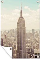Tuindecoratie Uitzicht op het Empire State Building met een ouderwets thema - 40x60 cm - Tuinposter - Tuindoek - Buitenposter