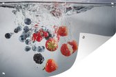Différents fruits qui tombent dans l'eau affiche de jardin en vrac 60x40 cm - petit - Toile de jardin / Toile d'extérieur / Peintures pour l'extérieur (décoration de jardin)